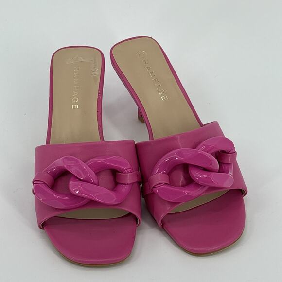 Rampage Shoes Womens Size 8.5 Pink Open Toe Heel Aubrie-22L Chain Slide Sandals - Picture 5 of 9